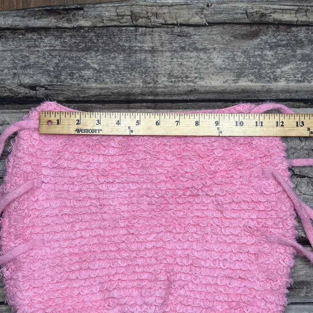 Sumwon Womens Pink Fringe Mini Skirt Textured Crochet Knit Side Tassel Sz Large